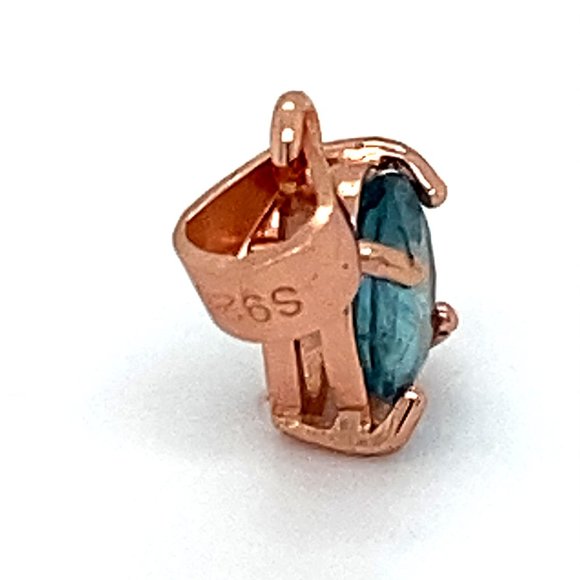 Blue Tourmaline .92ct Rose Gold Silver Pendant - Picture 3 of 6